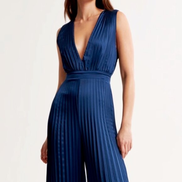 Abercrombie & Fitch Pants - A&F Giselle Navy Pleated Jumpsuit